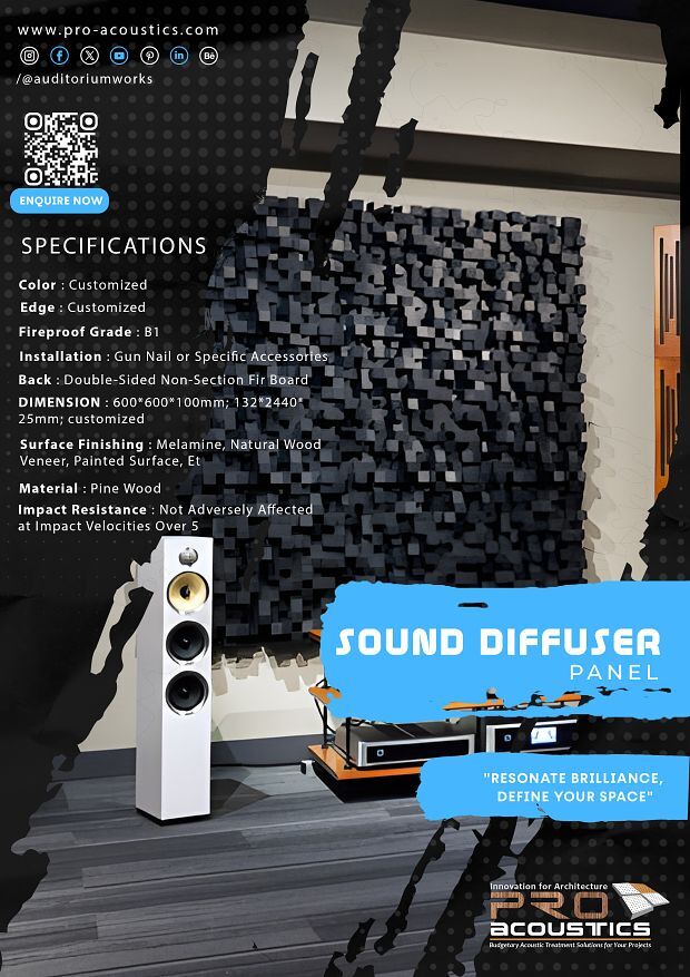 Auditorium Wooden Sound Diffuser Panel