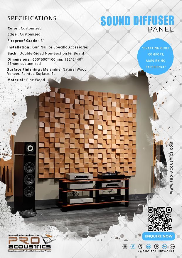 Auditorium Wooden Sound Diffuser Panel