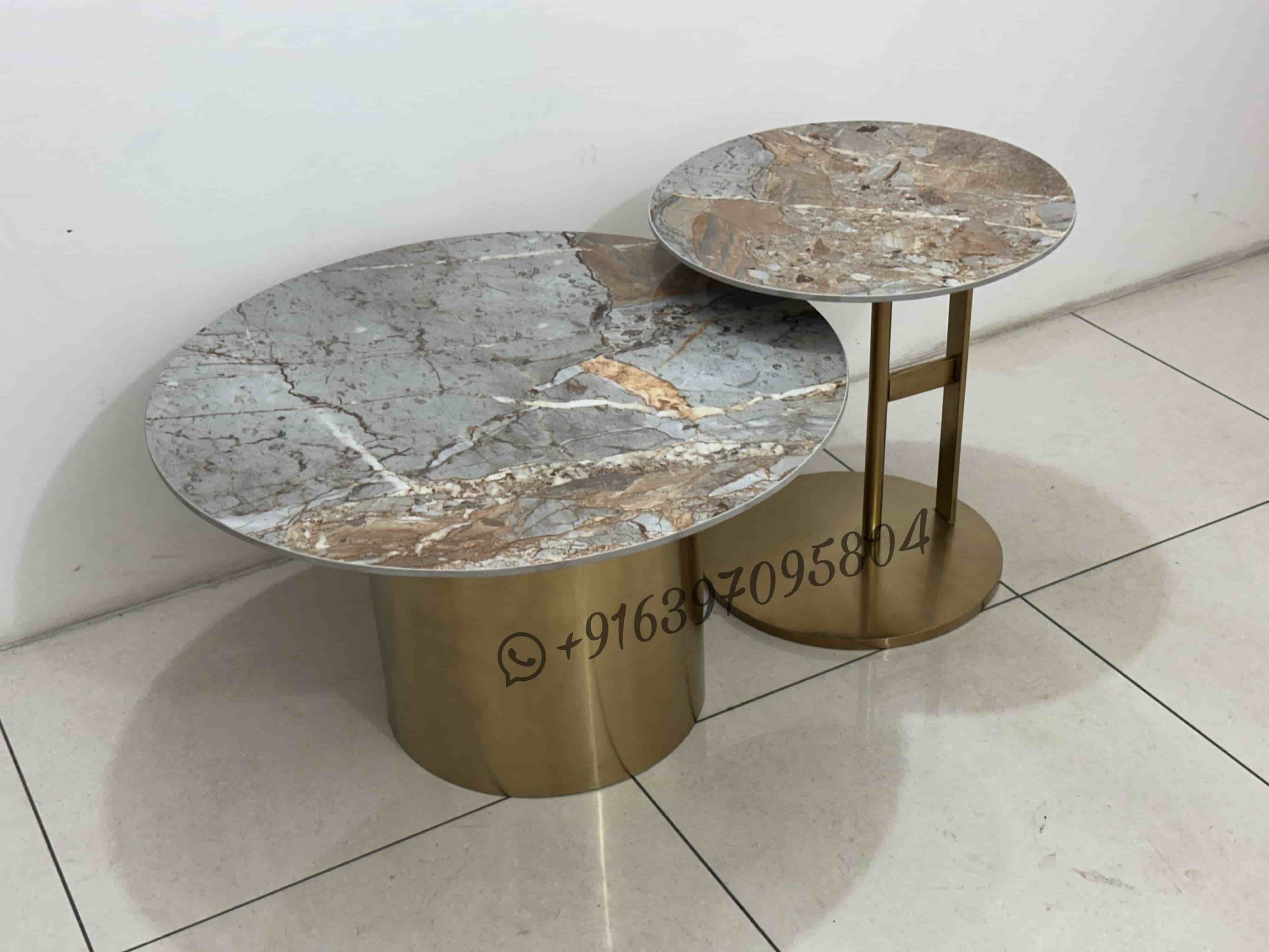 Nesting table matte gold finished