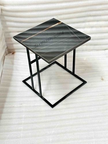 Black Metal Side table with marble