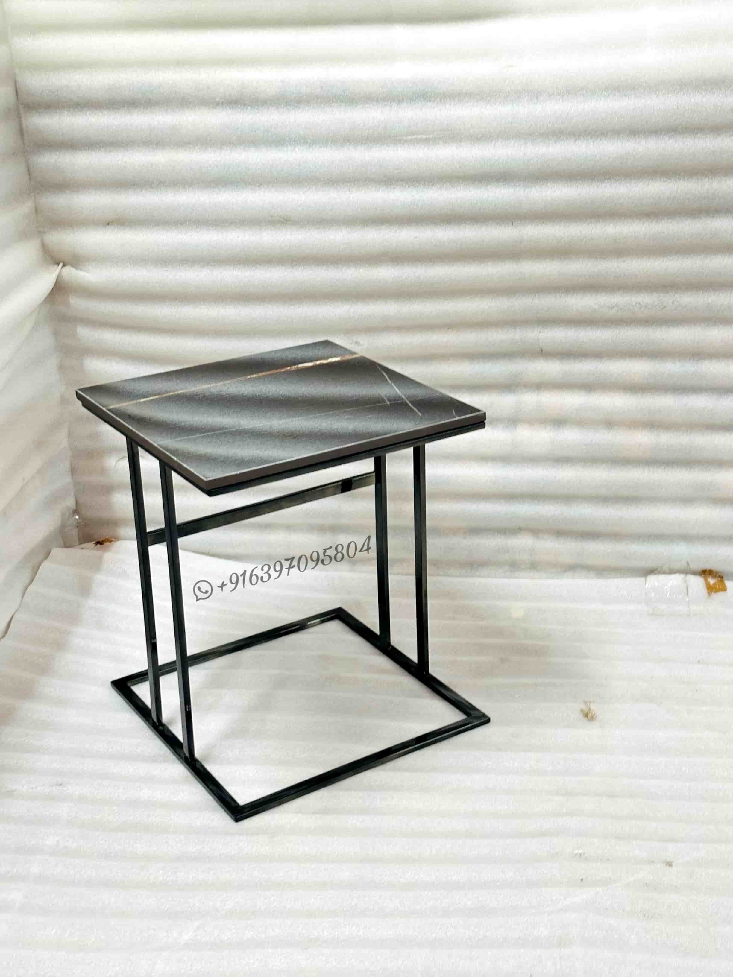 Black Metal Side table with marble