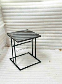 Black Metal Side table with marble