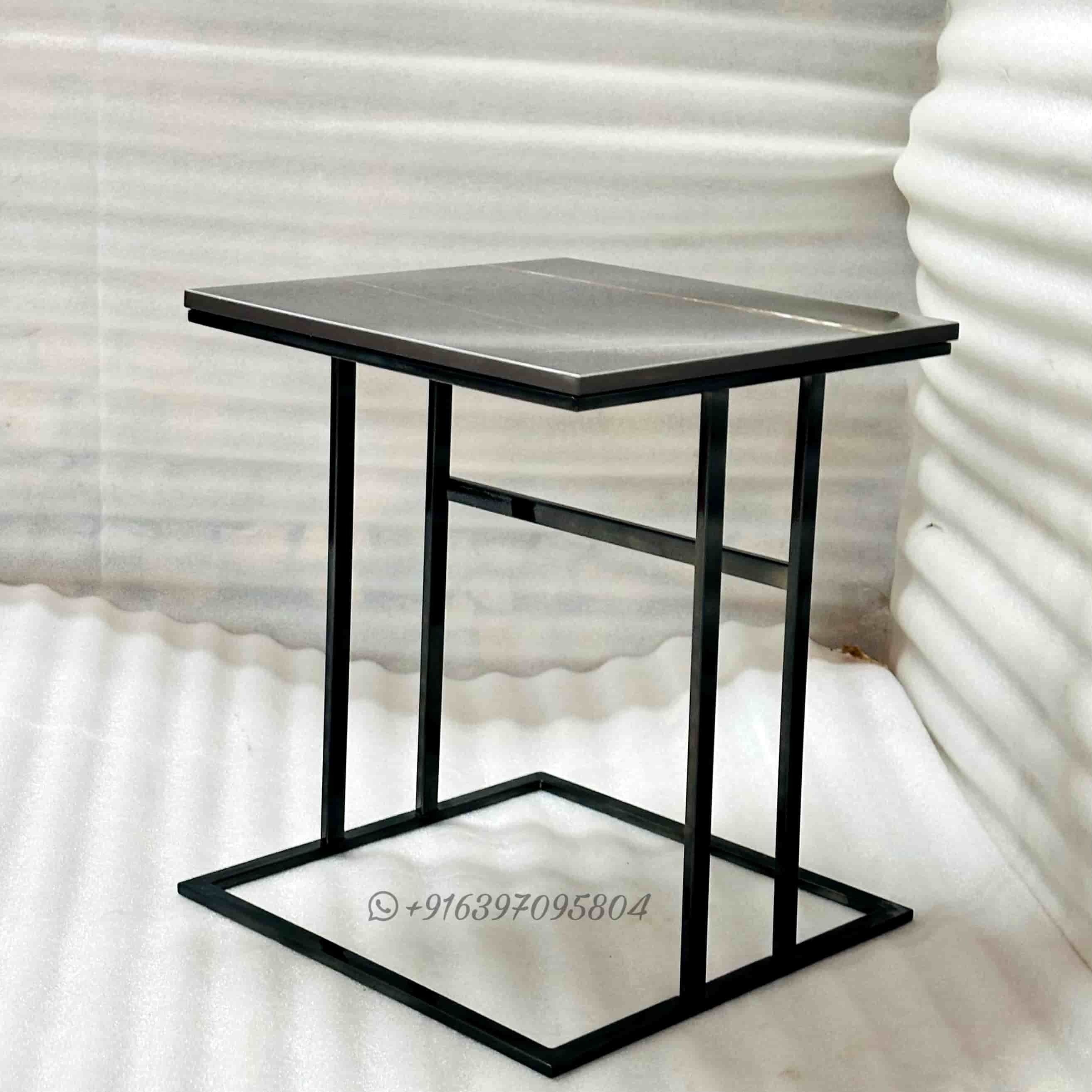 Black Metal Side table with marble