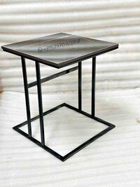 Black Metal Side table with marble