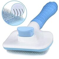 Pet Grooming Brush - Plastic, Free Size, Blue | Self-cleaning Slicker Design, Gentle Massage Beads, Reduces Shedding And Dander, Enhances Blood Circulation