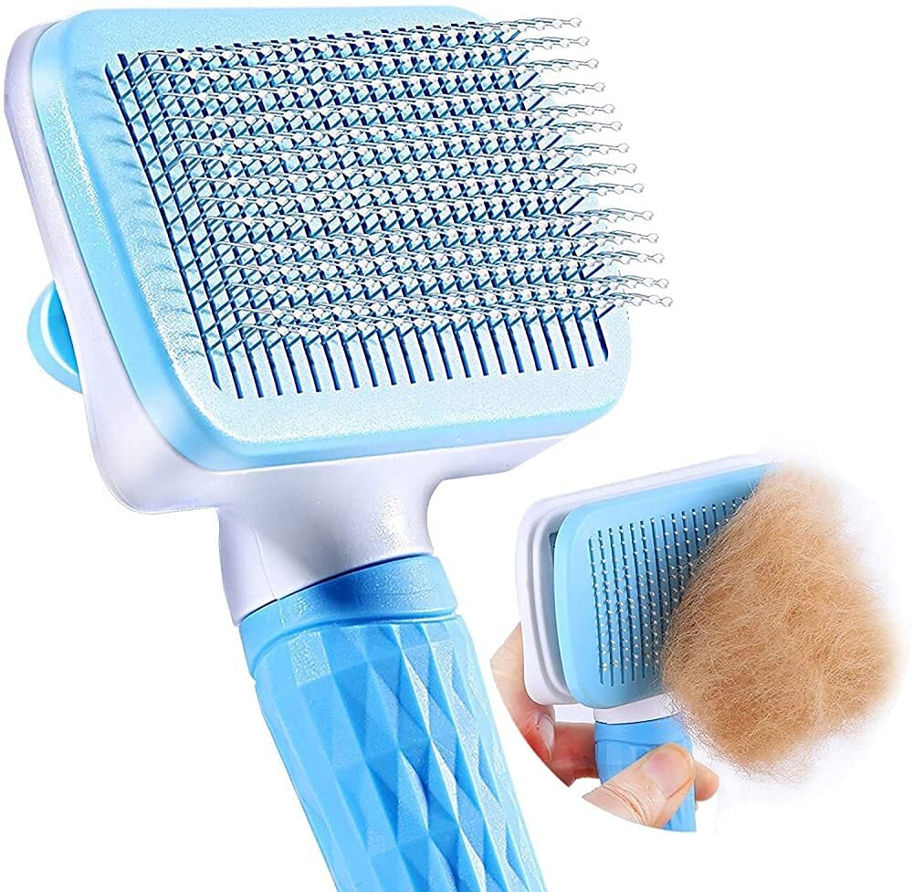 Mitsico Square Pet brush Self Cleaning Slicker Brush, Pet Grooming Shedding Brush for Dogs and Cats