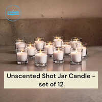 Unscented Smokeless Shot Jar Candles Set Of 12 - Beeswax Material, Coated Finish | Plain Style For Versatile Home Decoration