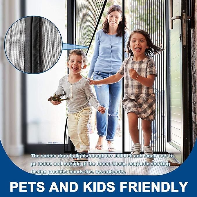 Mitsico Magic Mesh Magnetic Mosquito Screen Door Net Curtain with Magnets Reinforced Polyester Mesh