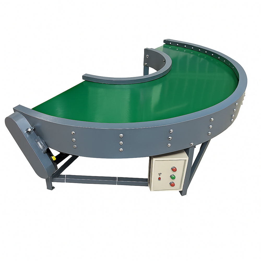 Curved Belt Conveyor - Color: Silver / Custom (On Request)