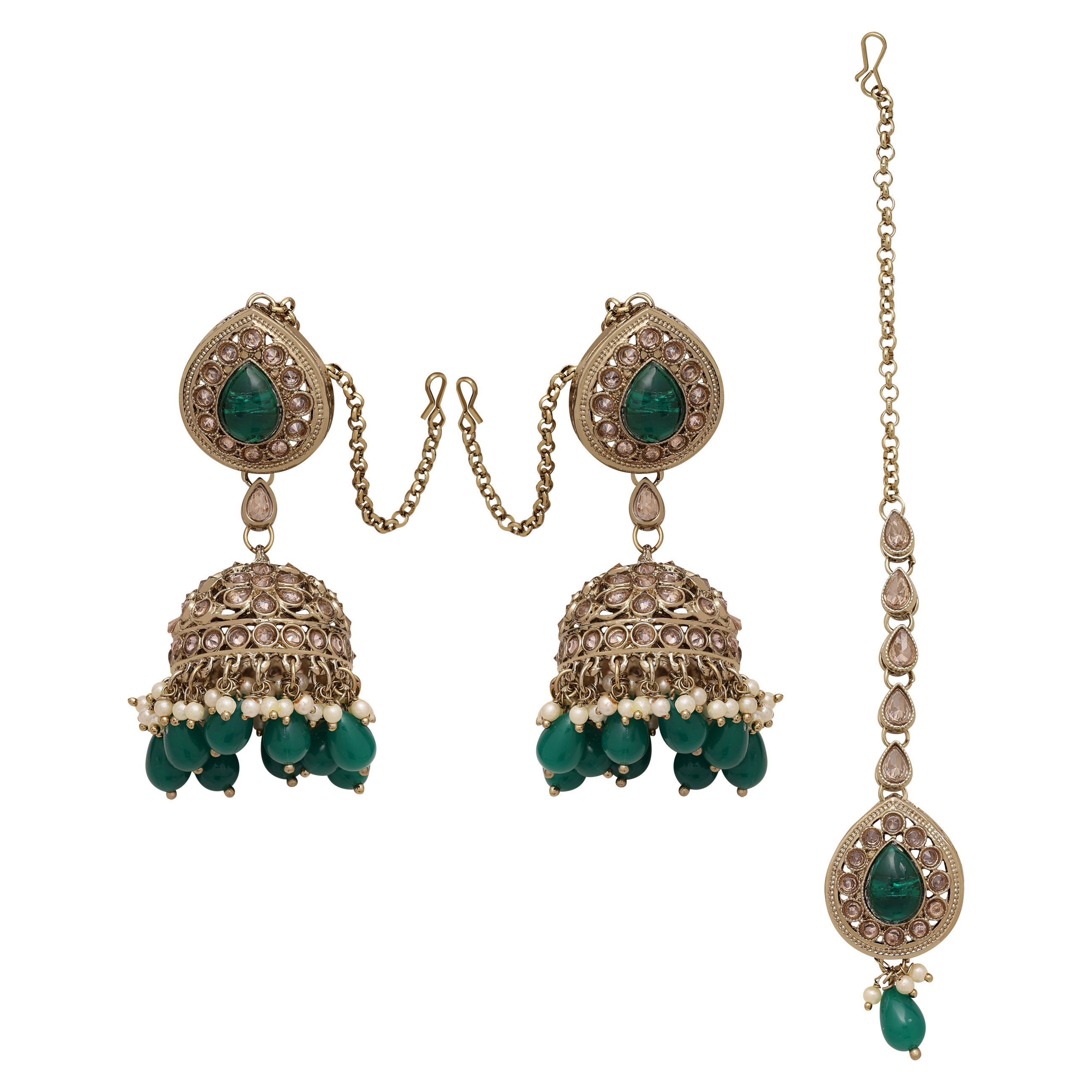 Floral Bridal AD Jhumki Maangtikka| Pearl AD Jhumki Maangtikka| Bridal AD Jhumki Maangtikka| Reverse AD Jhumki Set| Earrings with Maangtikka