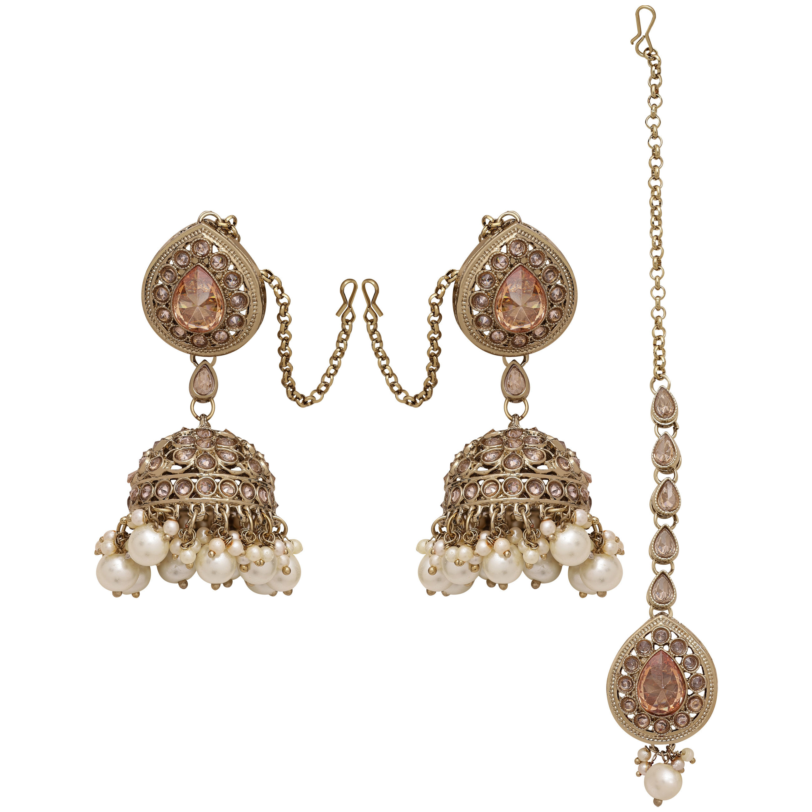 Floral AD Jhumki Maangtikka| Reverse AD Jhumki Maangtikka| Bridal AD Jhumki Maangtikka| Earrings with Maangtikka |Gift