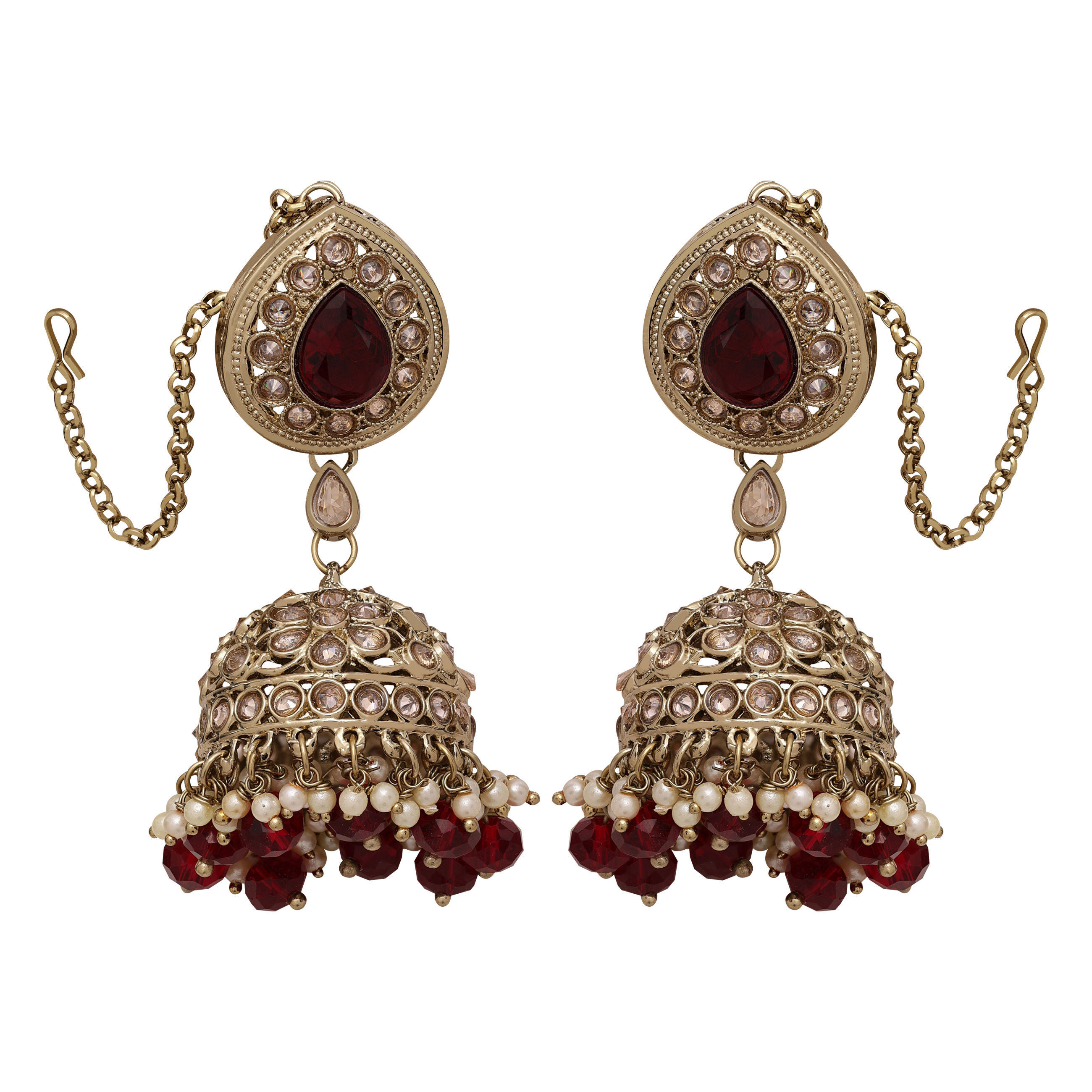 Floral AD Jhumki Maangtikka| Reverse AD Jhumki Maangtikka| Bridal AD Jhumki Maangtikka| Earrings with Maangtikka |Gift.