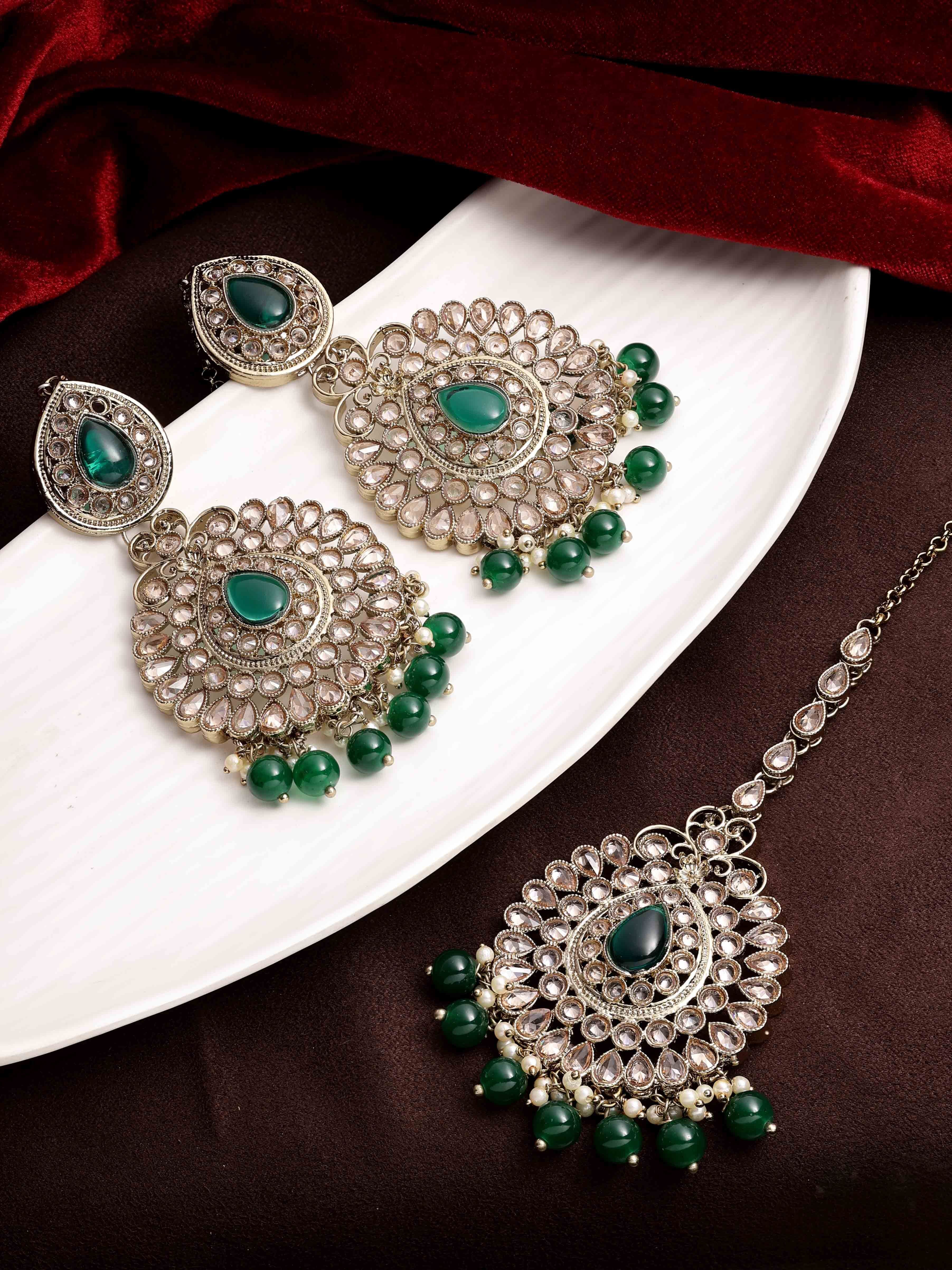 Reverse AD Maangtikka Set |AD Earring with Maangtikka| Bridal AD Jhumki Maangtikka| Traditional AD Jhumki Maangtikka