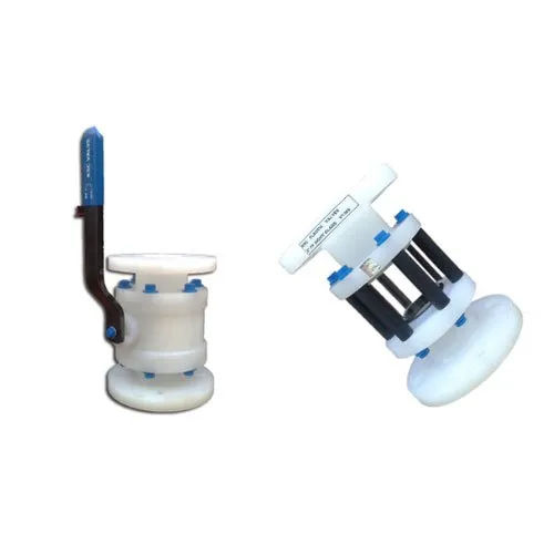 Flanged Plastic Ball Valve - Color: White