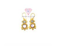 Semi Precious Gemstone With Gold Plated Handmade Hoop Earrings