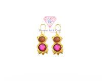 Semi Precious Gemstone With Gold Plated Handmade Hoop Earrings