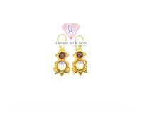 Semi Precious Gemstone With Gold Plated Handmade Hoop Earrings