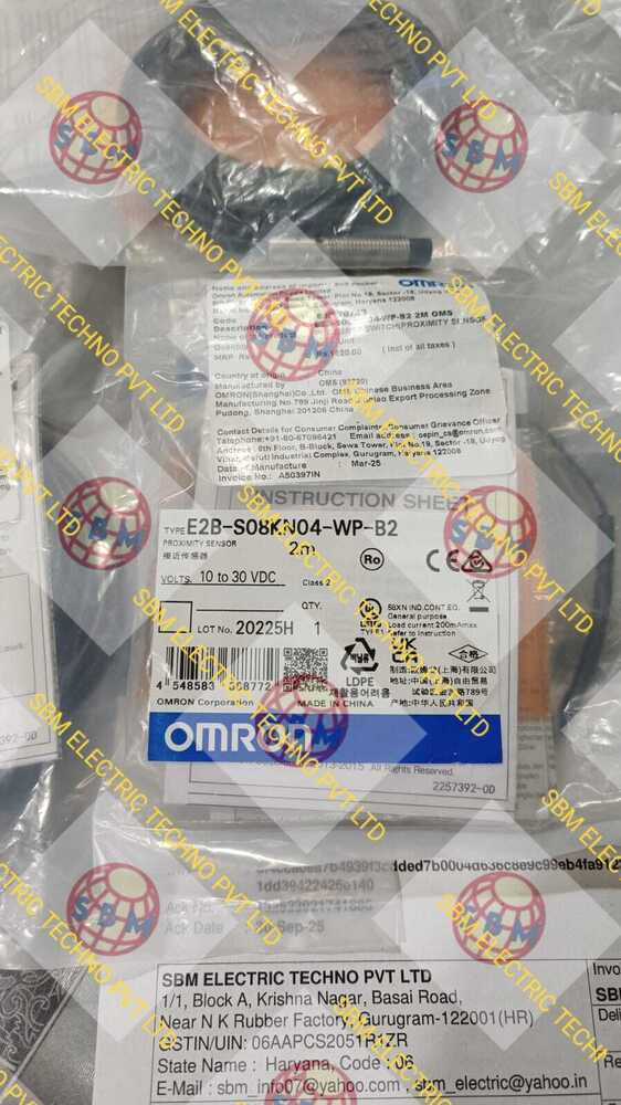 Omron, Proximity Sensor, E2B-S08Kn04-Wp-B2 2M - Features: Embeddable Sensor; Robust Design For Industrial Usage