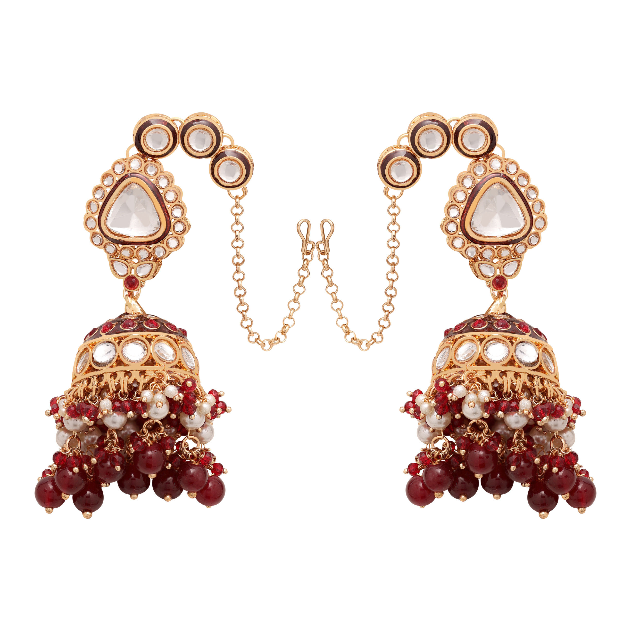 Kundan Earrings| Kundan Jhumki for Weddings| Kundan Jhumki with Pearls| Traditional Kundan Jhumki |Meenakari Kundan Jhumki