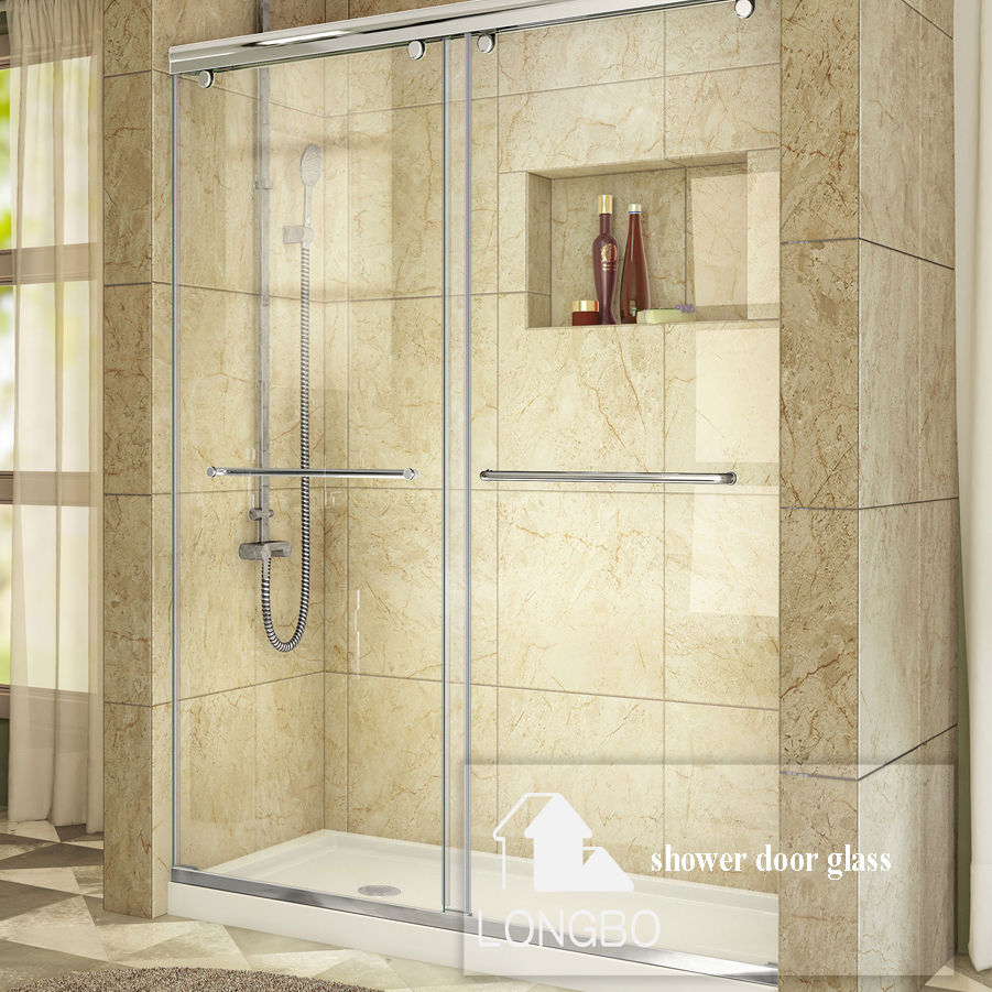 Tempered Glass Shower Glass Panel Screen Frameless Single Bathroom Shower Enclosure Sliding Shower Door