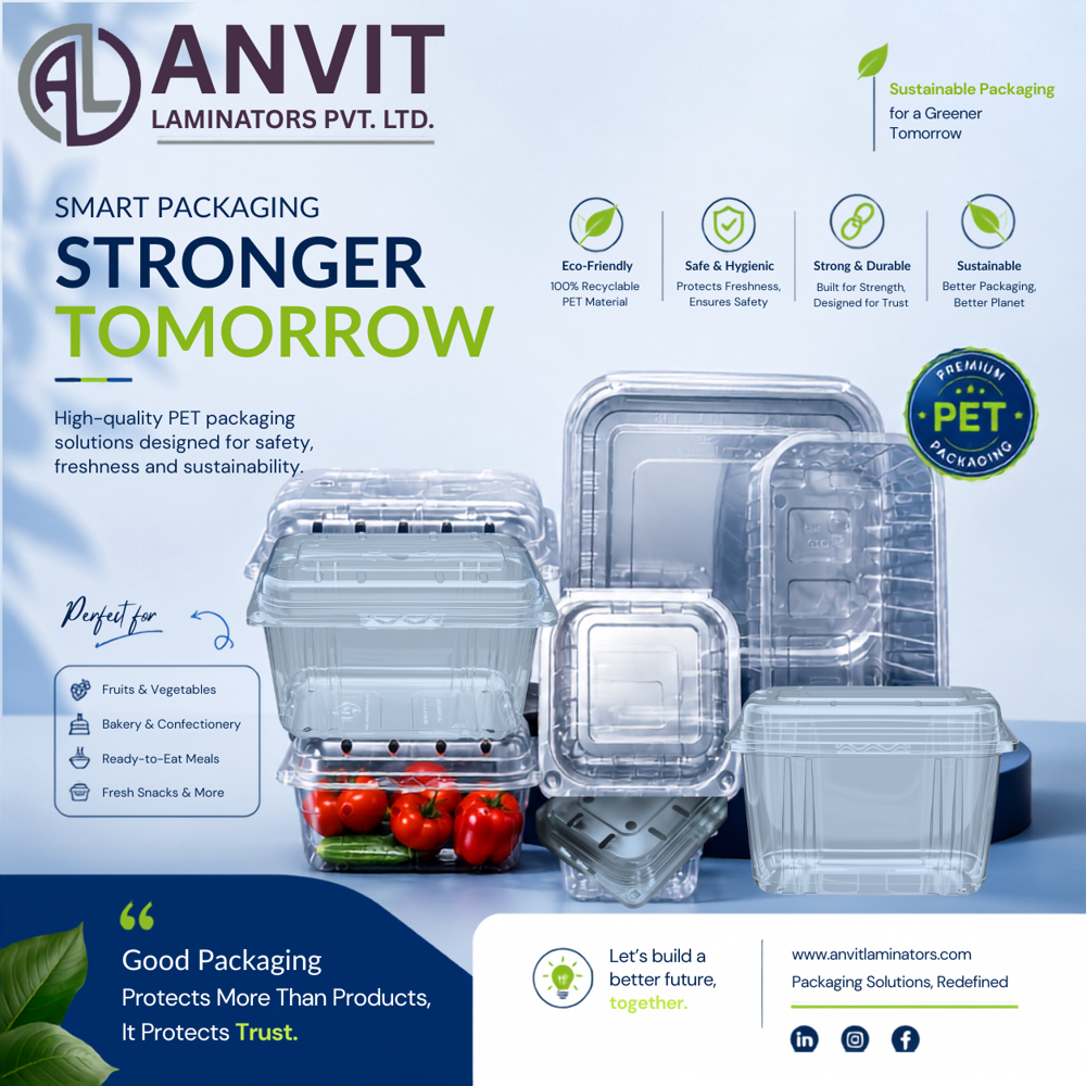 Pet Hinged Containers - Finishing: Matte Lamination