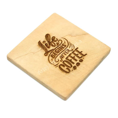 Wooden Tea Coaster Handicraft - Color: Light Brown / Off White