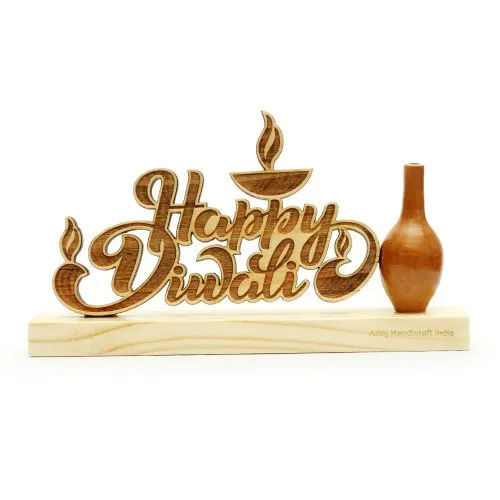 Handicraft Wooden Diwali Showpiece - Color: Brown