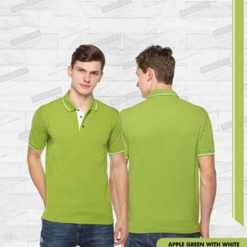 Mens Apple Green With White Polo T Shirt - Color: Different Available