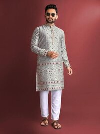 Mens Kurta With Payajama - Chest Size: Medium