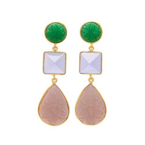 New arrival green amethyst hydro and Rose quartz gemstone earrings