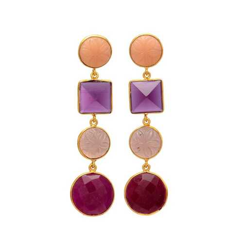 New arrival amethyst hydro and garnet gemstone earrings