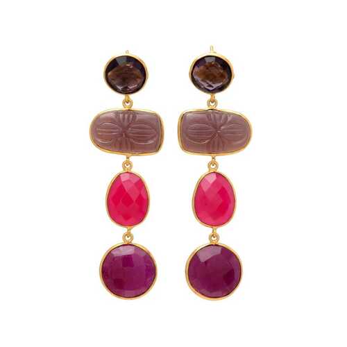 New arrival garnet and tiger eye gemstone earrings