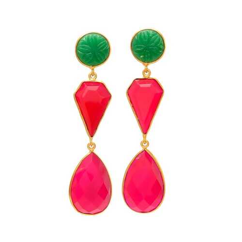 New arrival pink tourmaline gemstone earrings