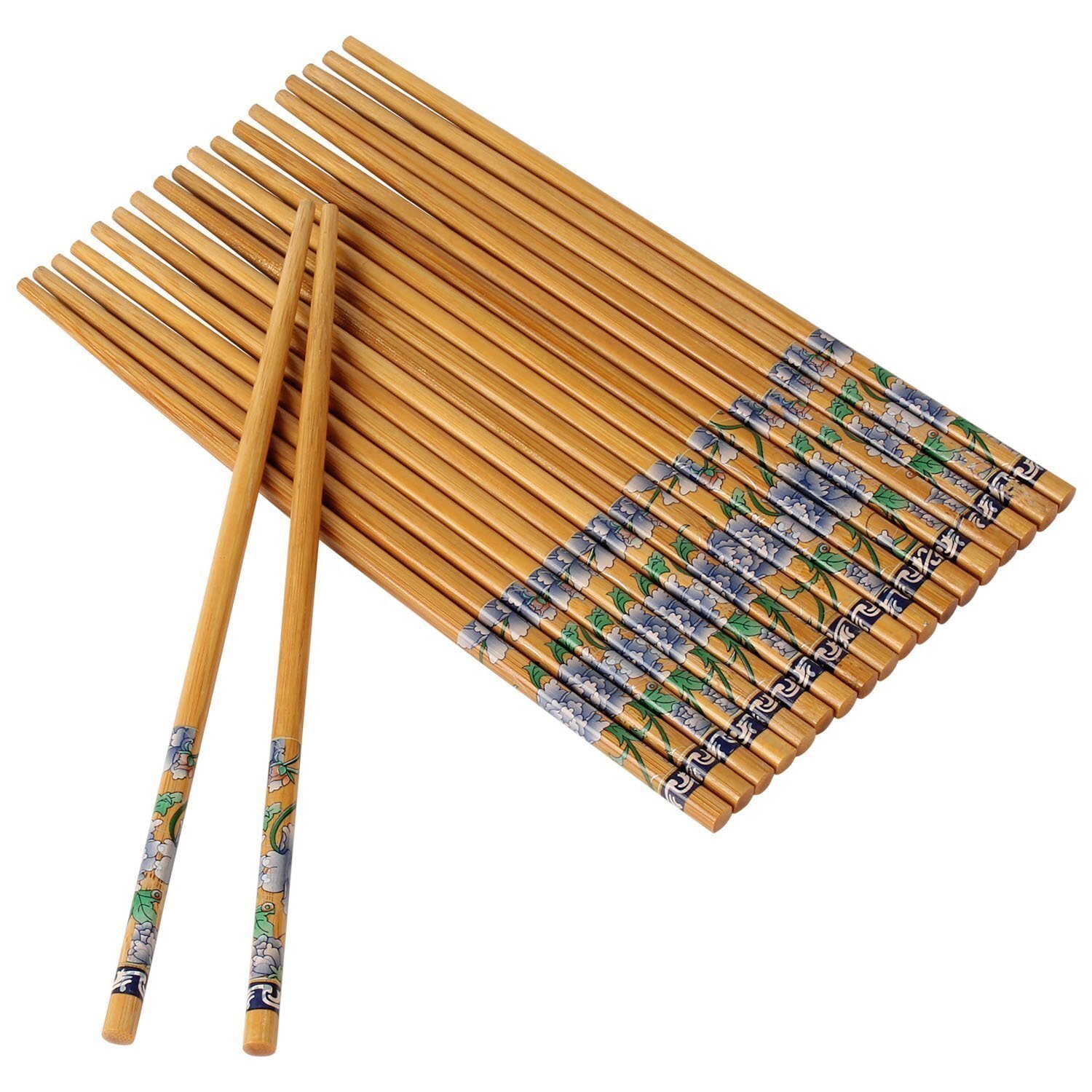 Mitsico 10 Pairs Bamboo Wooden Chopsticks, Quality Natural Round Bamboo Reusable Chopsticks