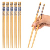 Mitsico 10 Pairs Bamboo Wooden Chopsticks, Quality Natural Round Bamboo Reusable Chopsticks