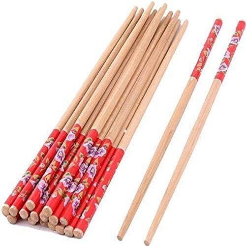 Mitsico 10 Pairs Bamboo Wooden Chopsticks, Quality Natural Round Bamboo Reusable Chopsticks