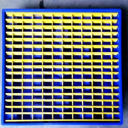 Industrial Plastic Pallet - 1300X1300X200 mm, Blue Mesh Style with 4-Way Entry and 4000 kgs Static Load Capacity