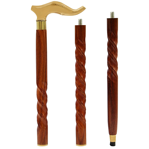 Three Fold Simple Wooden Walking Stick - Material: Wood