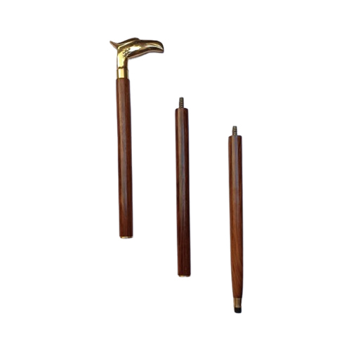 Golden Antique Wooden Walking Stick - Material: Wood