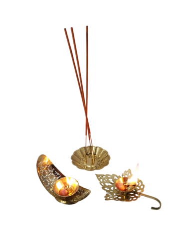Brass Pooja Items - Color: Golden