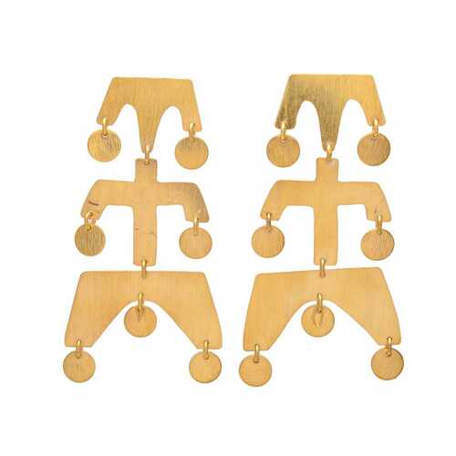 New arrival Gold plated unique Brass earrings