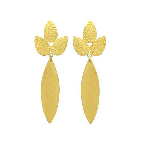 New arrival long leaf design Brass earrings