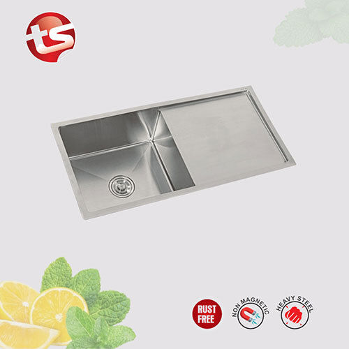 Single Bowl With Drain Board Sink - Material: Stainless Steel