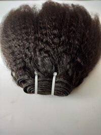 Raw Hair Machine Wefted Hair Extensions Sew in Weft Extensions Full Head Human Hair Bundles Natural Black Kinky Straight Weft Hair