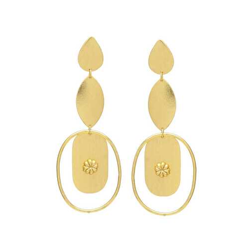 New arrival small flower and leaf design Brass earrings