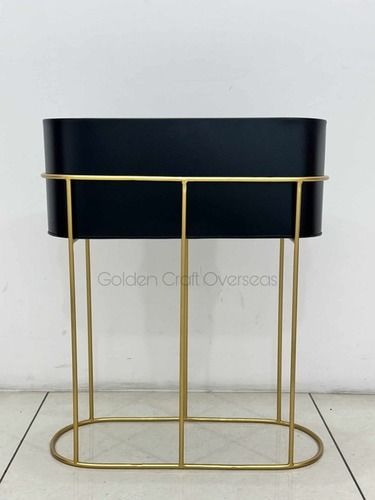 Black Planter With Golden Stand - Bottom Diameter: 3 Inch (In)