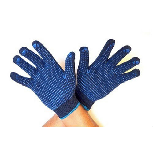 Cotten Dotted Gloves - Color: Blue