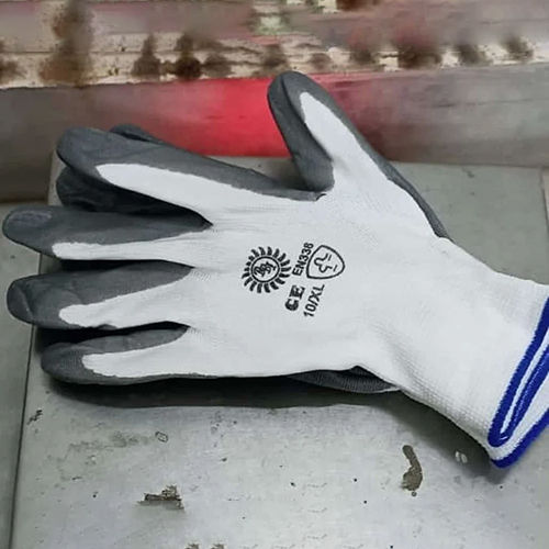 Grey White Cotton Gloves - Style: Full Finger