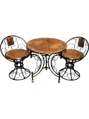 Wood Iron Patio Dining Table Set Of 3 With Foldable Table Mooda Set Coffee Table Set - Artwork: Handmade