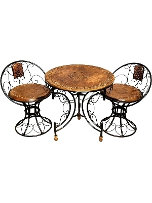 Wood Iron Patio Dining Table Set of 3 with Foldable Table Mooda Set Coffee Table Set